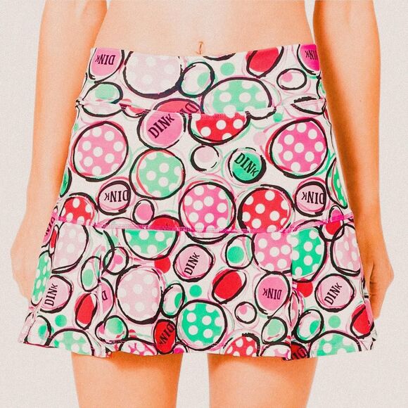 Pickleball Bella Pink “Dink” Print A-Line Ruffle Skort – Size 2 - Picture 1 of 7
